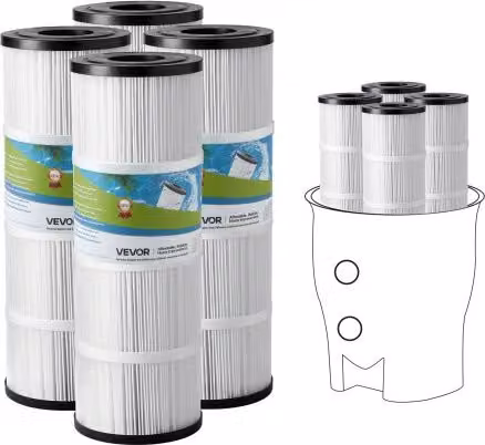 Cartuccia Filtro per Piscina e Spa VEVOR Bianca, Compatibile con Pentair CCP320 e Pleatco PCC80-PAK4