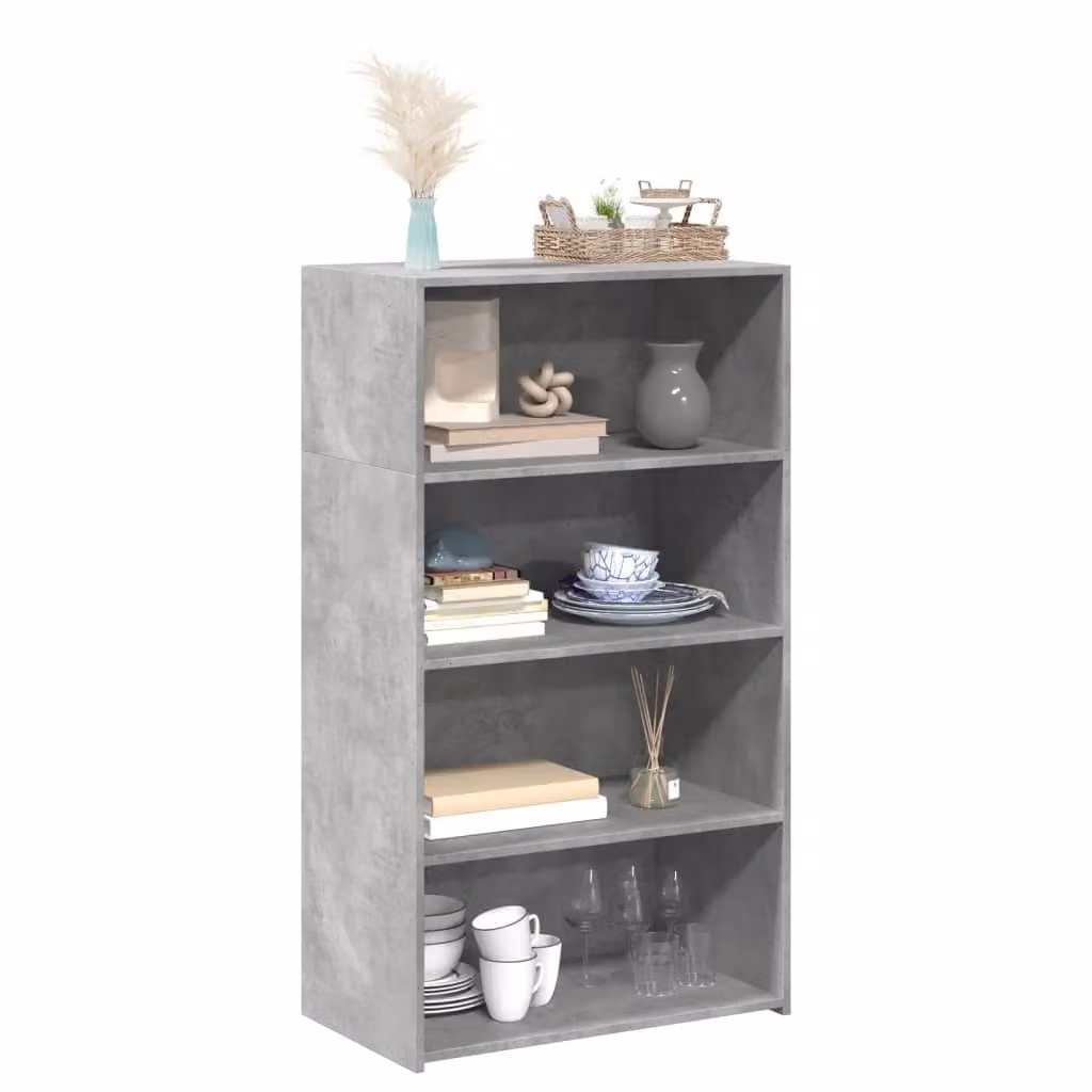 Credenza moderna vidaXL in legno e MDF grigio con ripiani interni e ante, L 70 cm x P 41 cm x H 124 cm