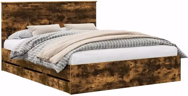 Letto matrimoniale | Letto per adulti | Struttura del letto Rovere fum¨¦ 120 x 190 cm Pino massello