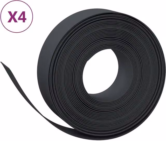 Set di 4 Bordature da Giardino in Polietilene Nere, Lunghezza Totale 10 m, Altezza: 15 cm, Modello CFW5830813