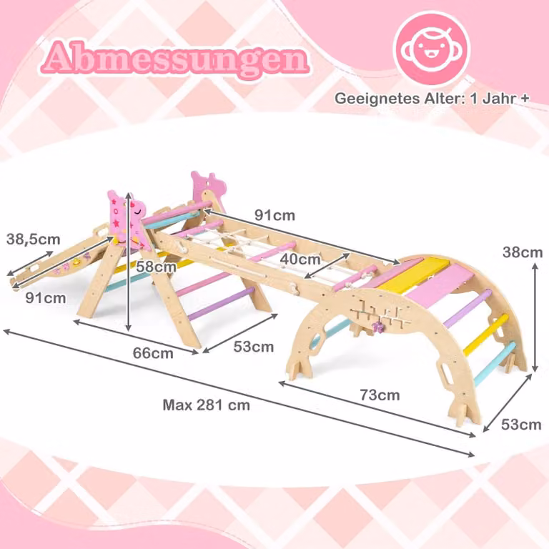 Set di arrampicata Montessori in legno 8 in 1 per bambini