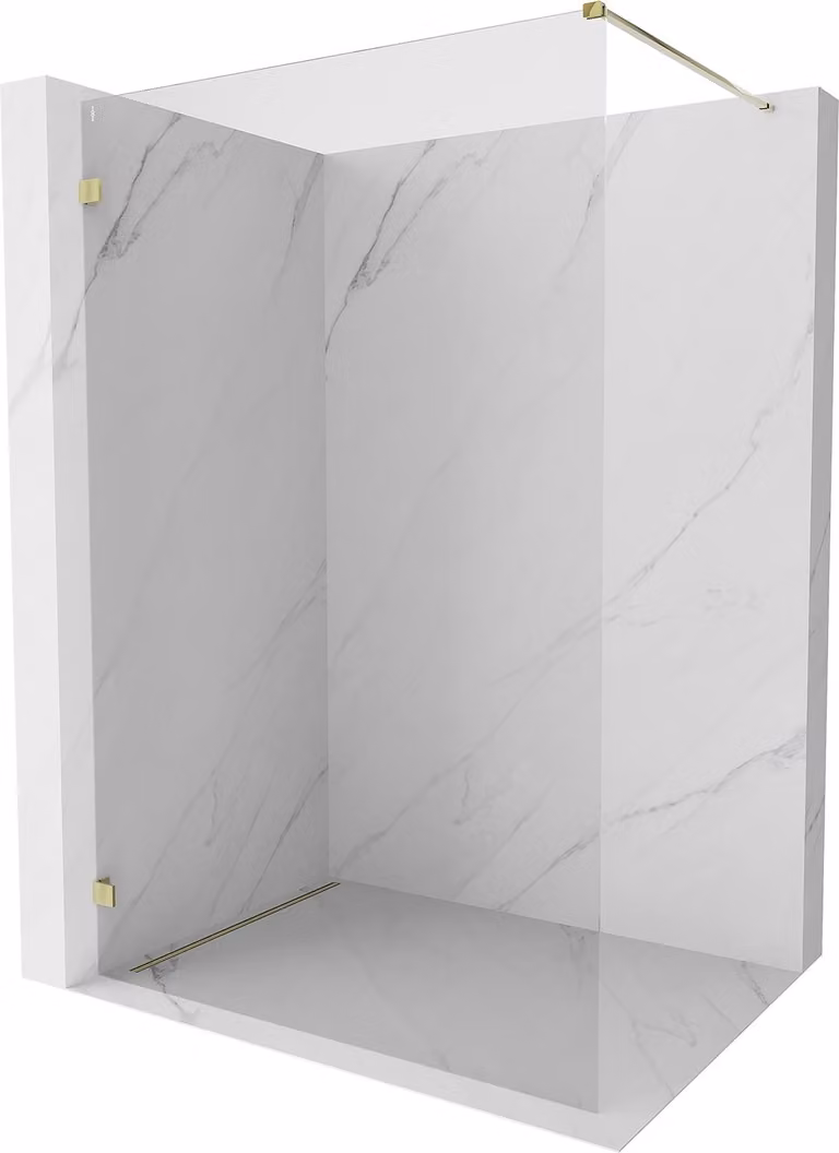 Mexen Lunar parete doccia Walk-in sinistra 150 x 200 cm, trasparente 8 mm, oro - 830-150-000-50-00-L