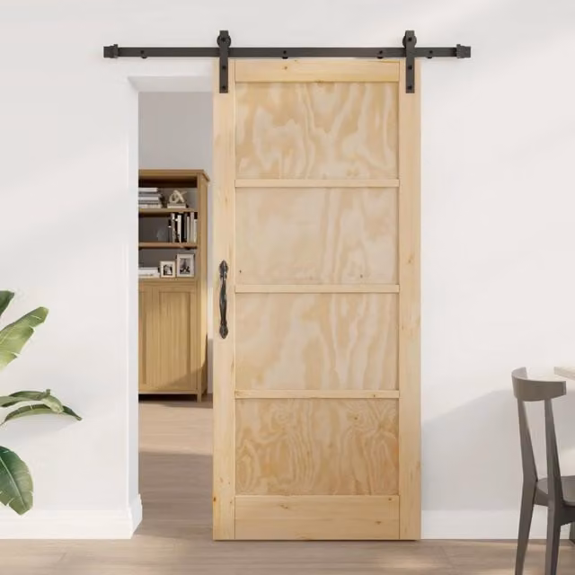 Porta scorrevole moderna vidaXL in legno di pino color marrone e beige L: 152,5 cm, H: 198,5 cm
