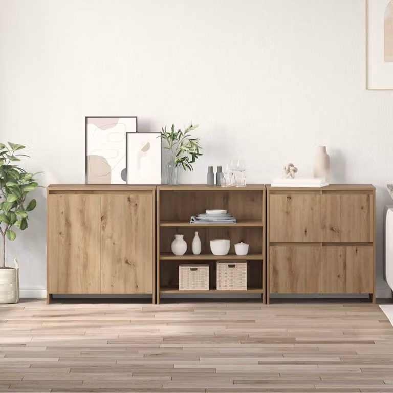 Credenza moderna vidaXL in rovere marrone, 3 pezzi, L: 70 cm, P: 41 cm, H: 75 cm