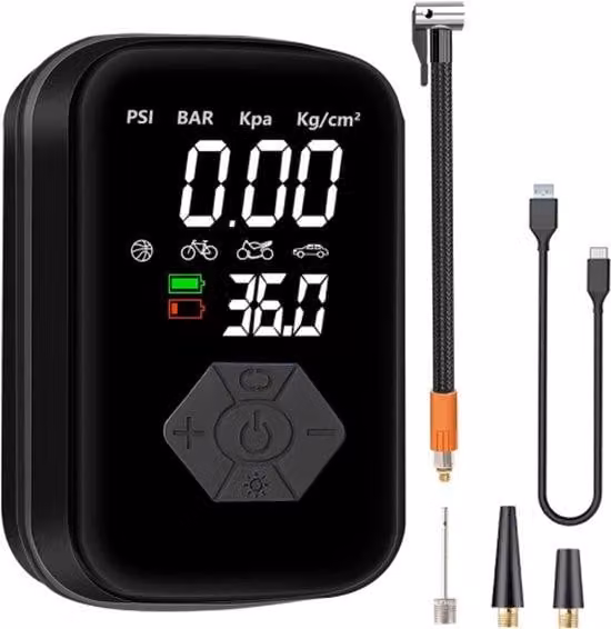 Mini gonfiagomme elettrico con batteria da 4000 mAh, 150 psi, indicatore della pressione, portatile, per auto, moto, biciclette, palloni, ricarica USB, multifunzionale