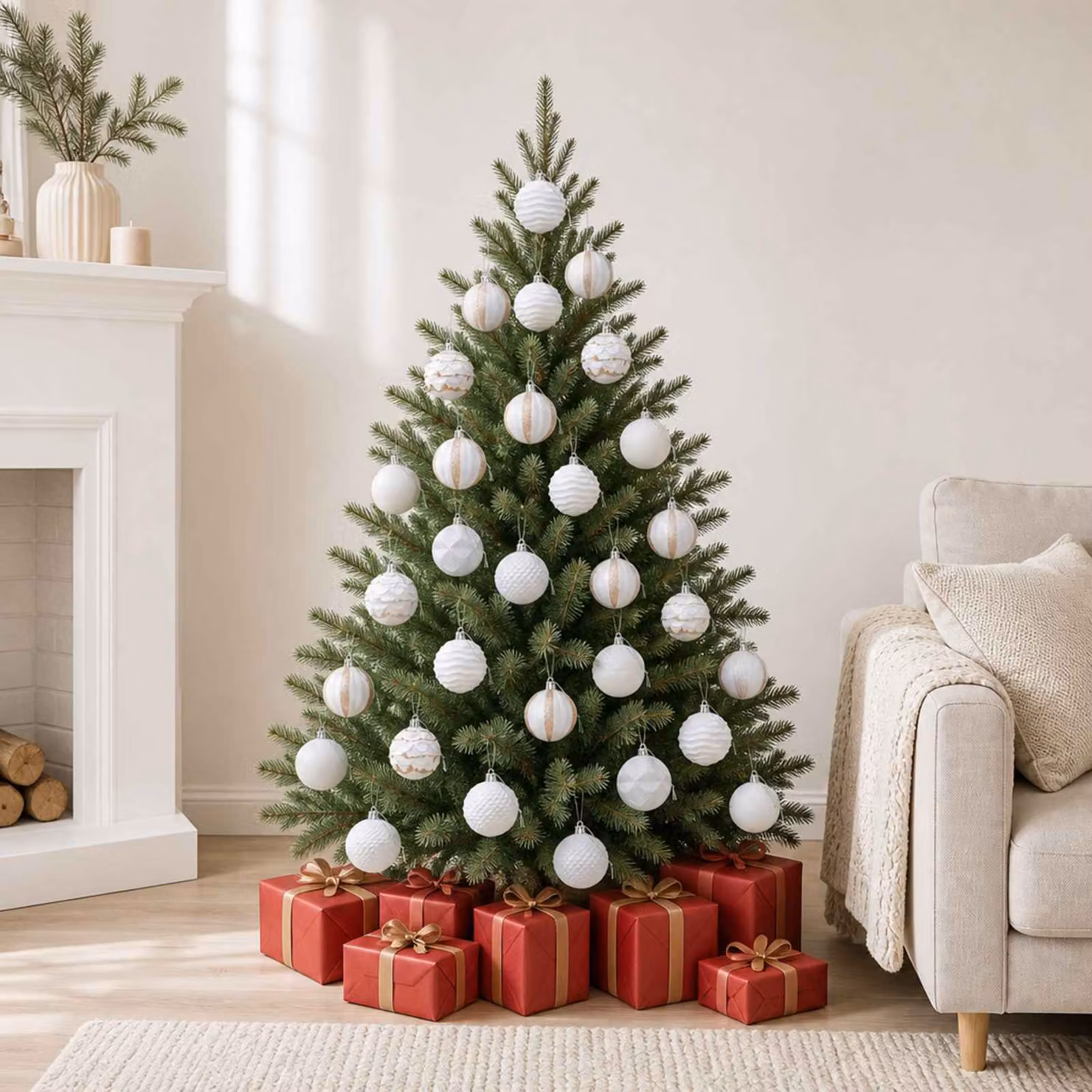 vidaXL Set di Palline di Natale 36 pz Bianco 6 cm Polistirolo