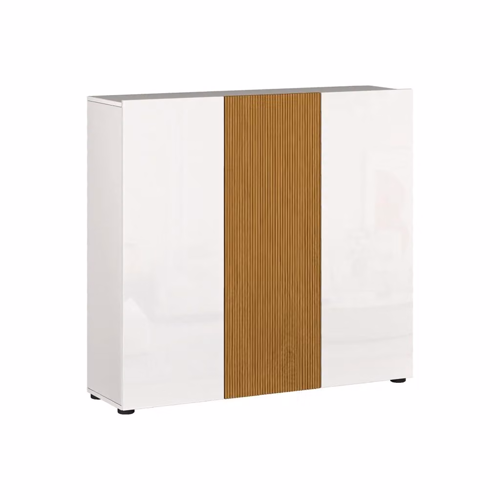 Scarpiera Palasio DMORA Bianco Lucido con ante soft close, capacità 24 paia, L: 120 cm, P: 34 cm, H: 115 cm – 2