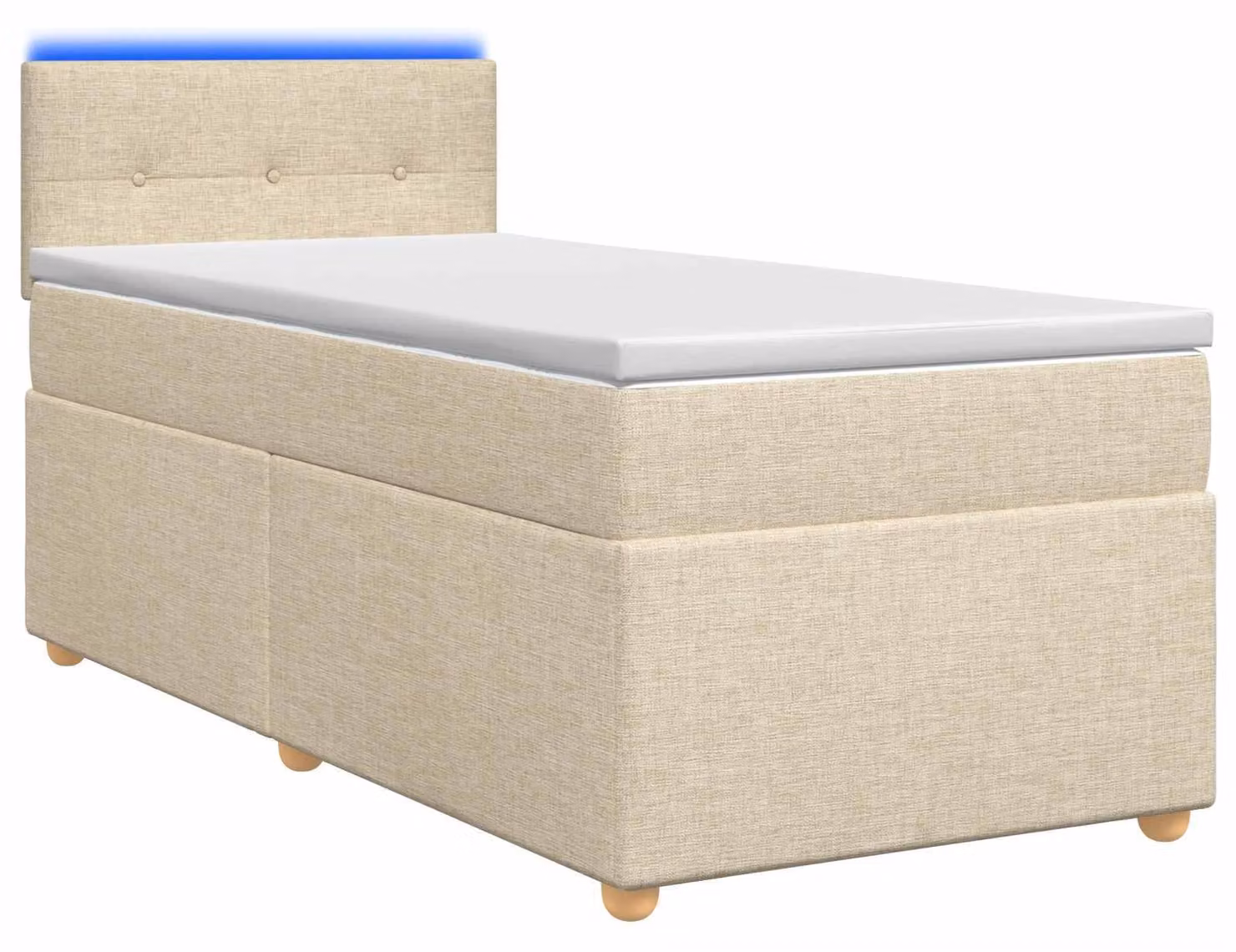 Letto a molle con materasso crema 100 x 200 cm in tessuto