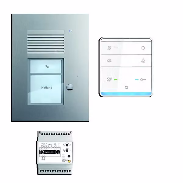 TCS PSU2310-0000 TASTA:pack Audio da incasso per 1 unità residenziale, con stazione esterna PUK 1 pulsante campanello + altoparlante vivavoce ISW5010 + centralina BVS20