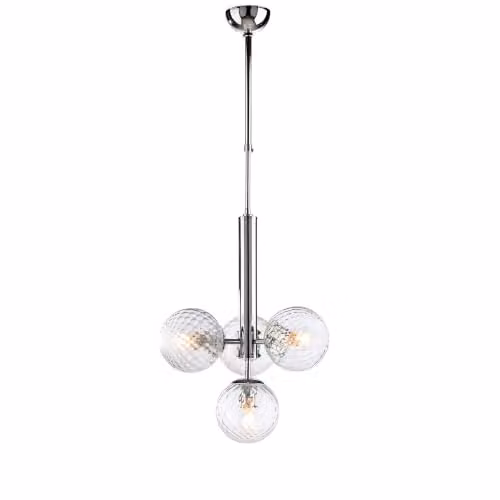 Lampadario Contemporaneo Armonia Metallo Cromo 4 Luci E14