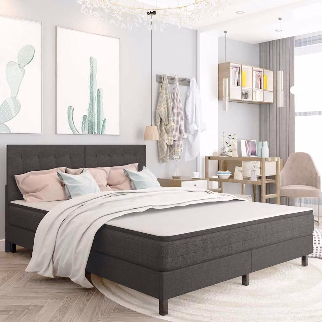 Letto a molle moderno vidaXL in tessuto grigio con molle a tasche L/P/H: 160.5 x 200 x 116 cm – 1