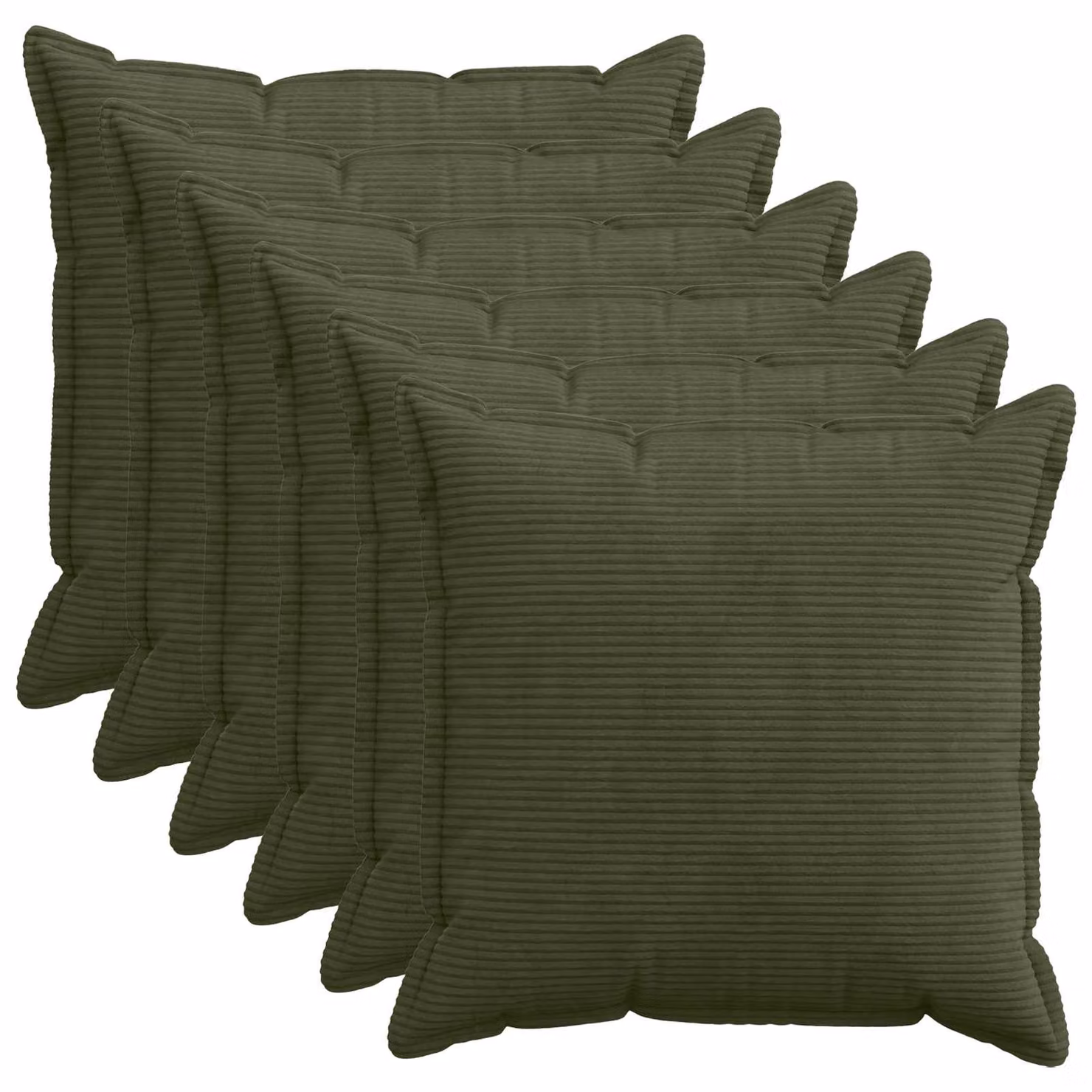 Set di 6 federe vidaXL HOUTEN in velluto a coste, colore verde, 80 x 80 cm