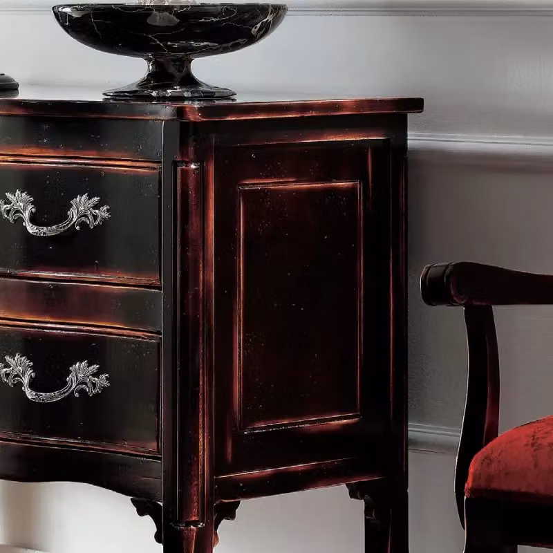 Cassettiera con 2 cassetti in legno stile shabby chic nero Mobili 2G L: 92 cm, P: 44 cm, H: 79 cm – 3