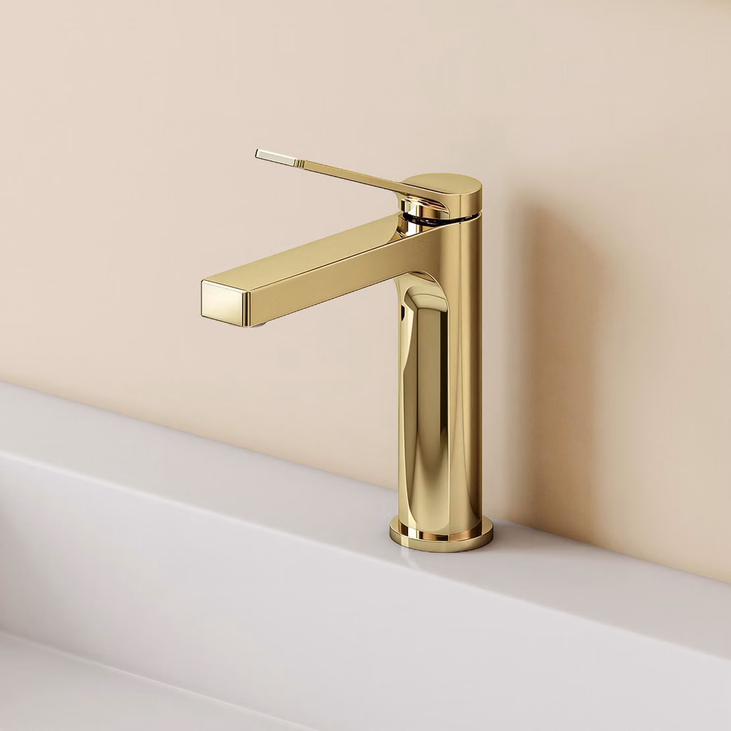 EMKE Rubinetto bagno oro champagne 195x173x46mm, ottone, cartuccia ceramica, miscelatore bagno, miscelatore lavabo, miscelatore lavabo