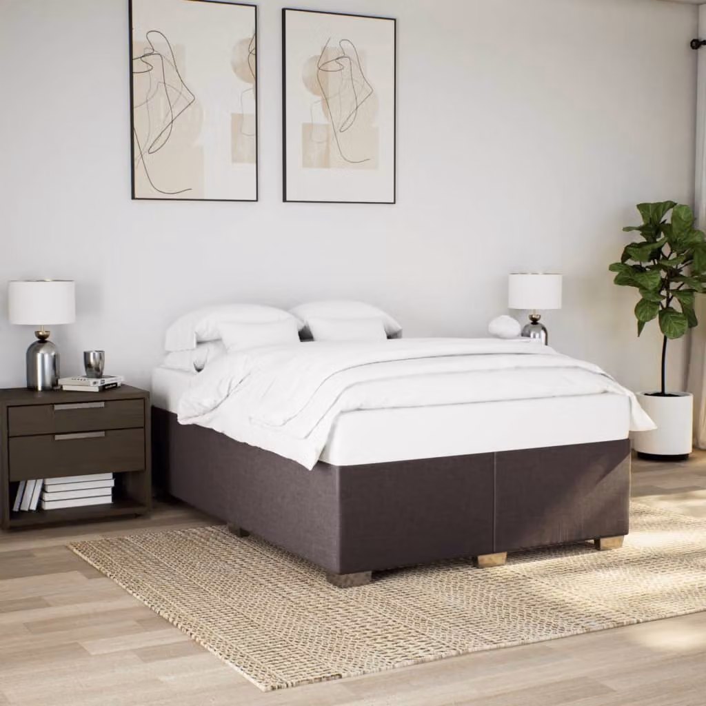 vidaXL Giroletto senza Materasso in Tessuto Marrone Scuro L 140 x P 200 cm – 1