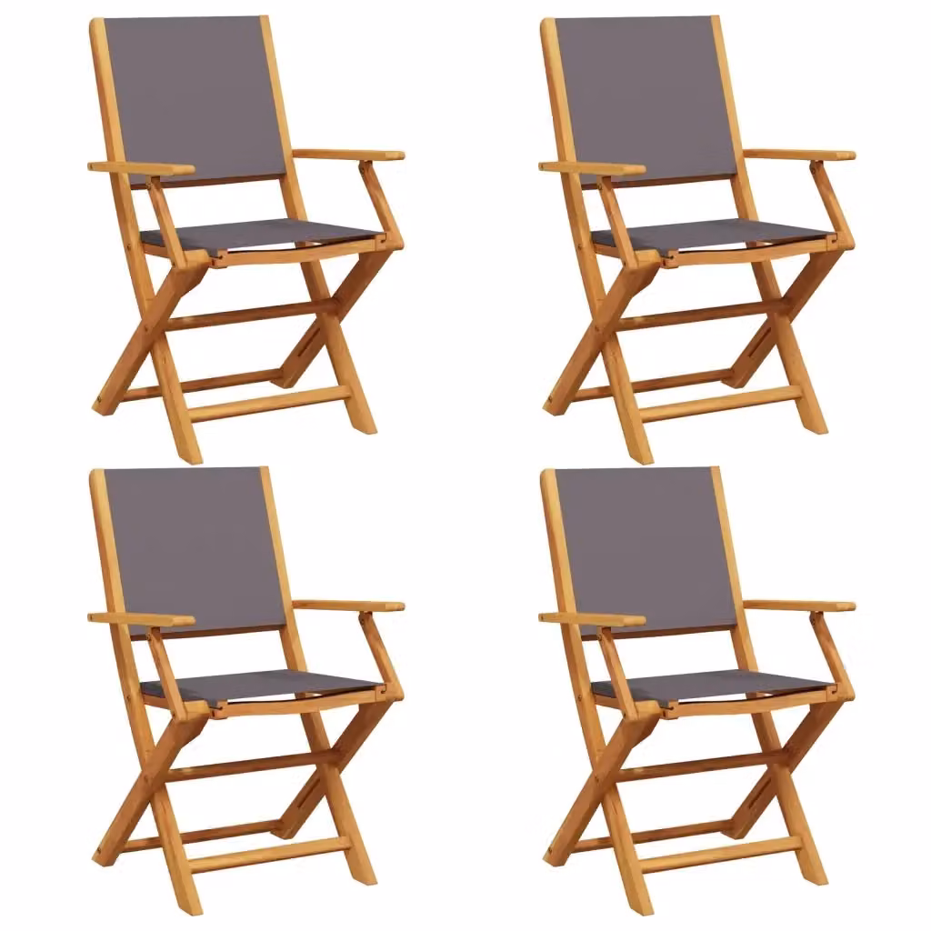 Set di 4 sedie pieghevoli da giardino vidaXL in legno di acacia oliato e tessuto antracite resistente ai raggi UV – 2