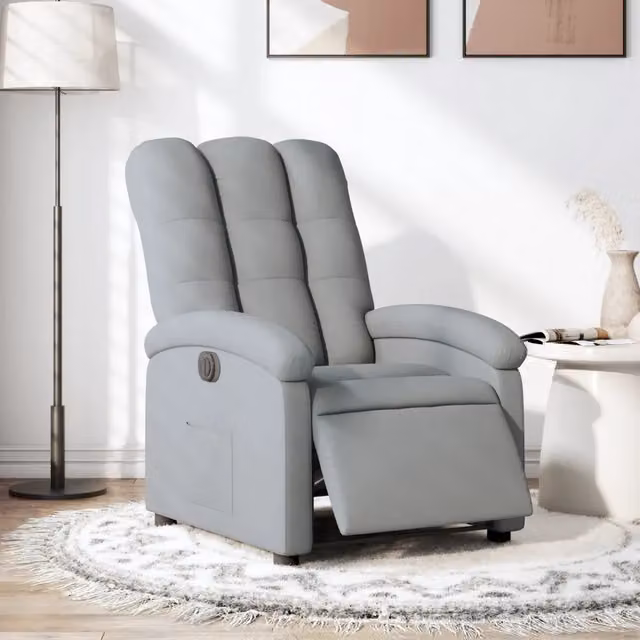 Poltrona Reclinabile Elettrica vidaXL in Tessuto Grigio con Braccioli e Funzione Auto-Return per il tuo Relax in Soggiorno – 1