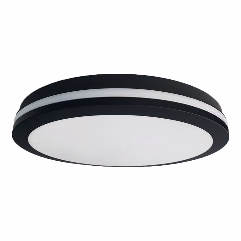 Plafoniera LED rotonda Marlon bianco e nero 48W, luce bianca neutra 6300 lm, plastica, dimensioni: 5,2 x 40 x 40 cm, IP54, Eko-Light