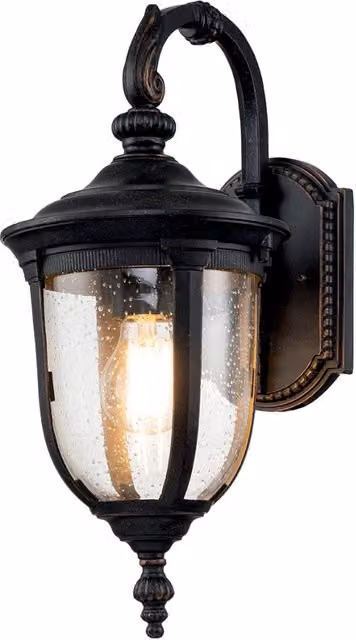 Applique esterna classica Cleveland Elstead in bronzo o nero con vetro trasparente, attacco E27 60W, protezione IP44 per giardino e terrazza