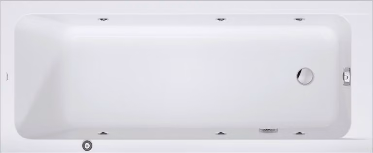 Duravit D-Code baignoire balnéo, 1700x700mm, 1 pente de dossier, Jet Project, rectangulaire, écoulement au pied, blanc brillant, 760670000JP1000, 760670000JP1000