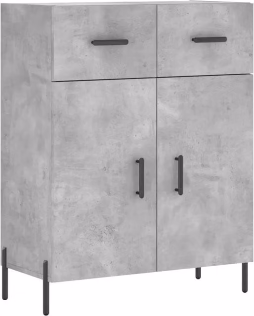 Credenza moderna in legno multistrato e metallo Grigio Cemento L: 69,5 cm, P: 34 cm, H: 90 cm
