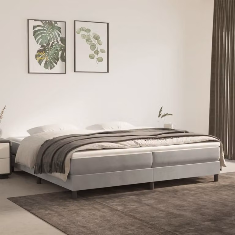 Maison Exclusive - Struttura Letto a Rete a Molle Grigio Chiaro 200x200 cm Velluto