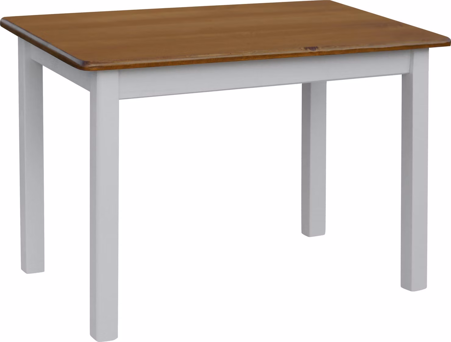 Tavolo bianco in legno di pino massiccio con piano in colore rovere 100 x 60 cm