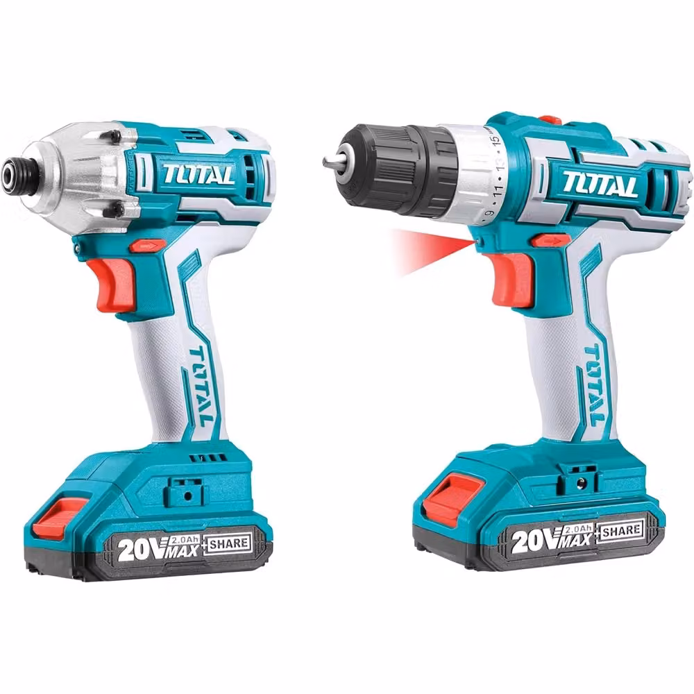 Avvitatore a massa battente 1/4" 20V Total con 2 batterie da 2Ah e kit accessori TOTTCKLI2006 – 2