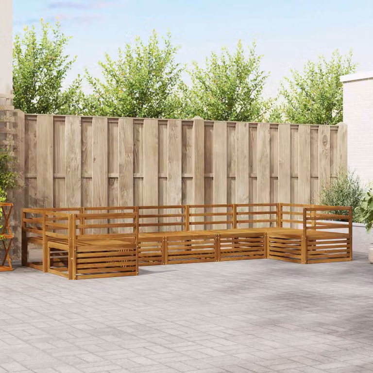 vidaXL Set di divani da esterno 7 pz in legno di acacia massello marrone con cuscini inclusi