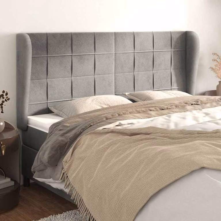Testiera ad orecchio vidaXL in velluto grigio chiaro L: 163 cm, P: 23 cm, H: 118/128 cm