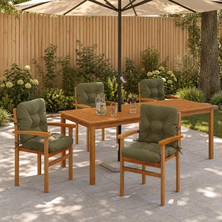 Set di 4 cuscini per sedia alta vidaXL VIANEN in poliestere verde con fodera rimovibile e resistenza UV