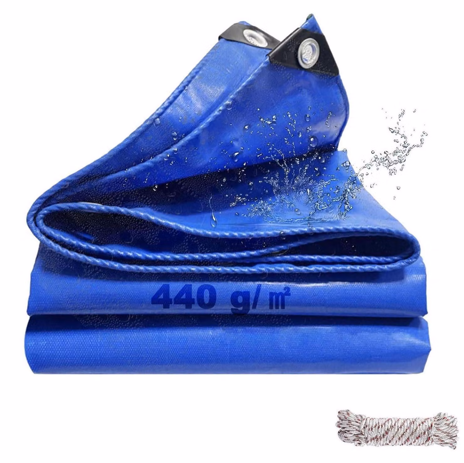 Telo copri carico per camion, telo 440 g/m², impermeabile, con occhielli, 3x4 metri, PVC pesante, colore blu