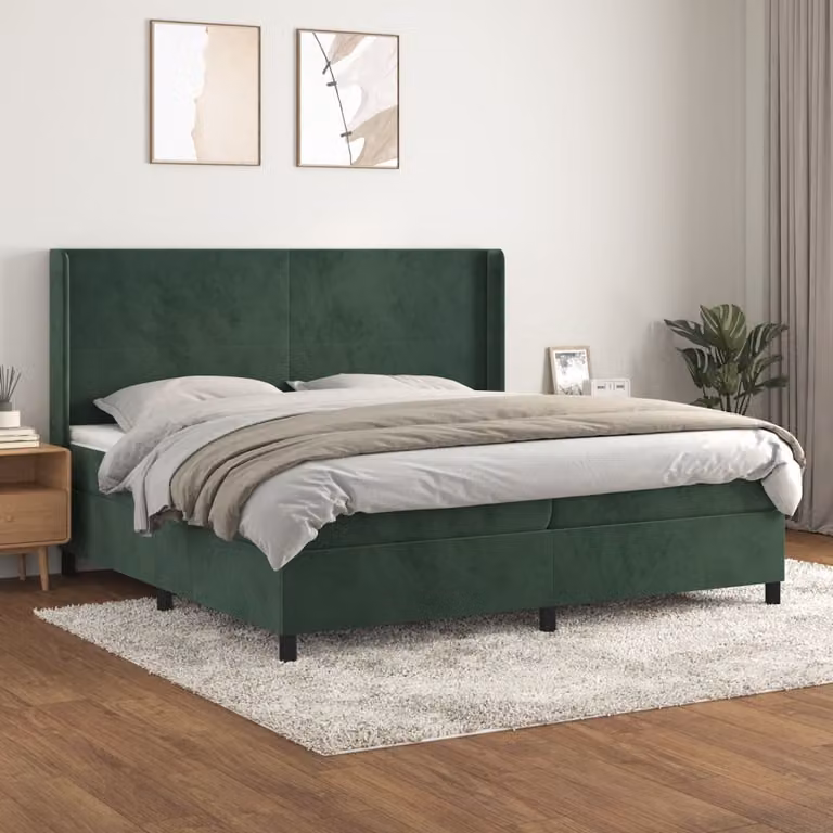 Maison Exclusive - Letto boxspring con materasso verde scuro 200x200 cm velluto