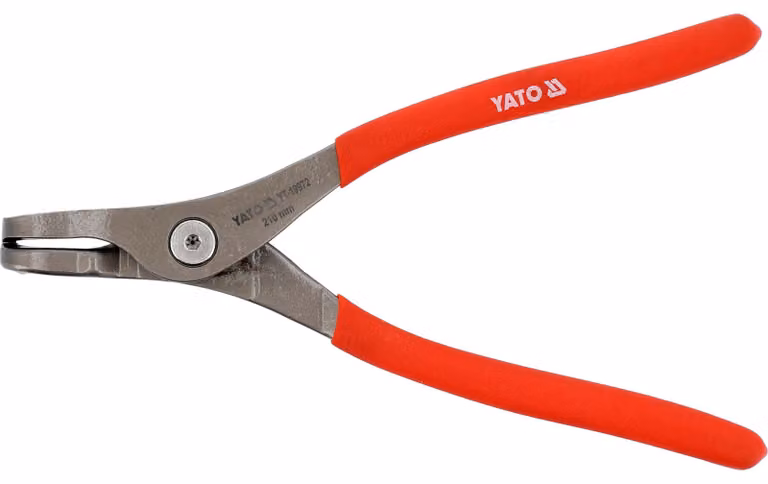 Pinza a becchi lunghi per anelli di sicurezza, 210 mm, curva