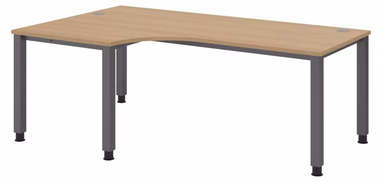 Scrivania bümö Serie Q - Struttura: grafite, Dimensioni: scrivania angolare 200 x 120 cm, Finitura: rovere