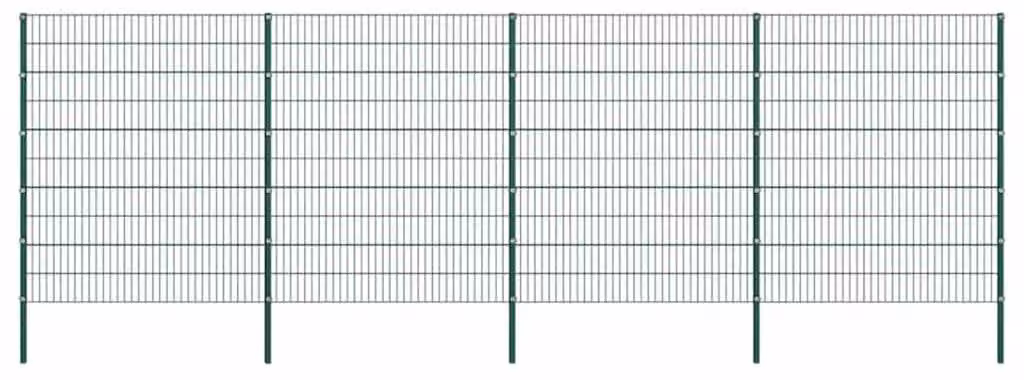 Pannello per recinzione con pali in ferro, dimensioni 694,5 x 200 cm, colore verde