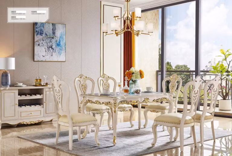 Klassische Esszimmer Garnitur Stühle Barock Rokoko Stil Essgruppe 6x Lehnstuhl