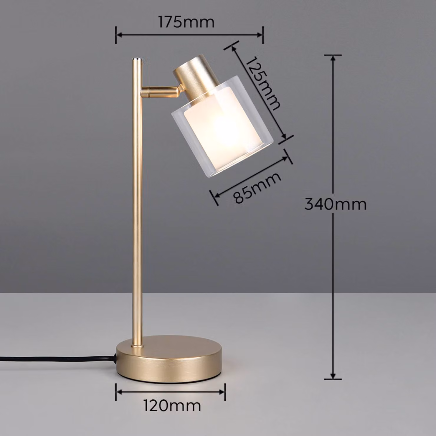 Reality Leuchten Lampada da tavolo Neralo, Ottone / Oro, Soggiorno / Sala da pranzo, Metallo, Lampada da tavolo