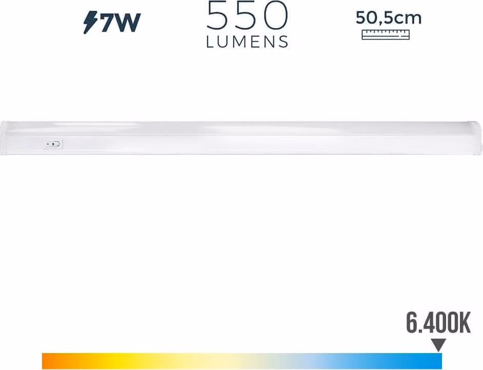 Striscia elettronica a led 7w 600lm 6400k luce fredda 3.6x50.5x3cm edm