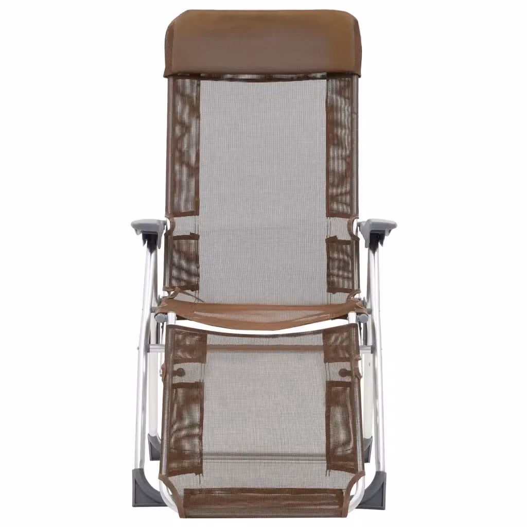 Set di 2 sedie da campeggio pieghevoli vidaXL con poggiapiedi in textilene e metallo, colore marrone – 2