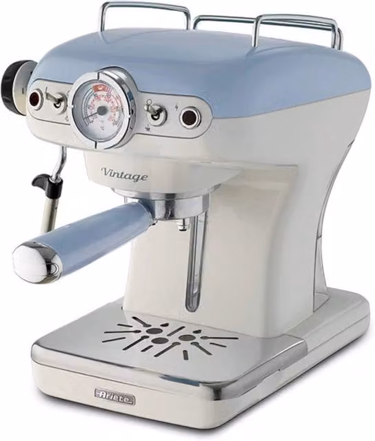 Macchina da caffè espresso - Per polvere e cialde ESE - Filtro 1 e 2 tazze - Montalatte - 850W - Celeste