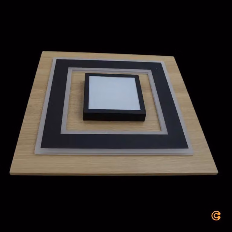 Just Light Lampada da soffitto a led Luce Tola Wood Light Nero 3000 K 40x40cm 26 W