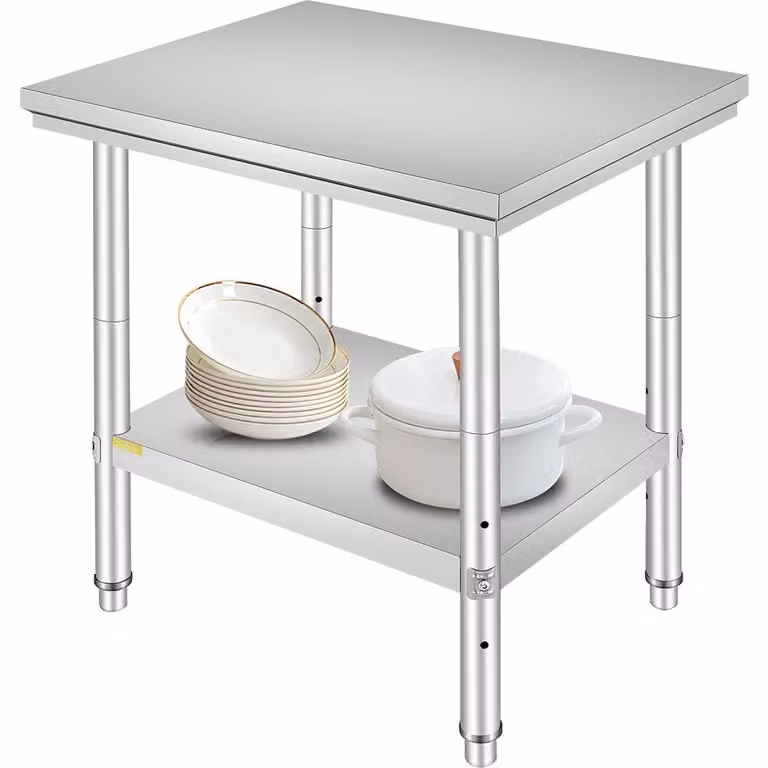 Tavolo da lavoro in acciaio inox 760 x 600 x 70 mm - Tavolo da cucina multifunzionale per pasti, cucito, artigianato - Tavolo da lavoro per garage.