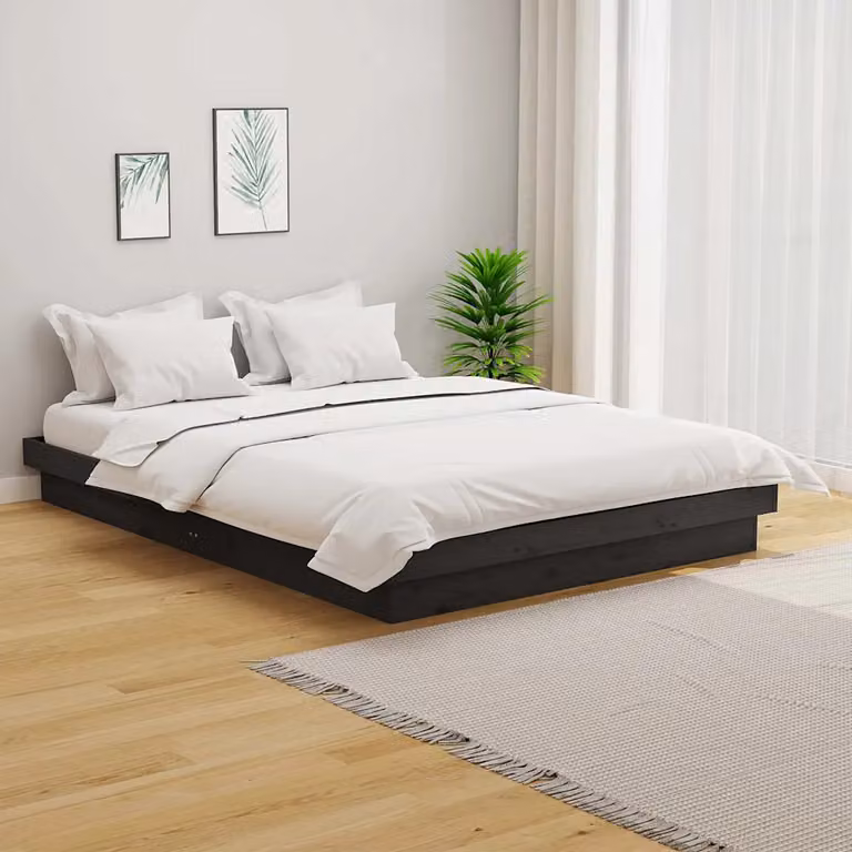 vidaXL Giroletto in Legno Massello di Pino Grigio L/P/H: 140 x 190 x 143,5 cm