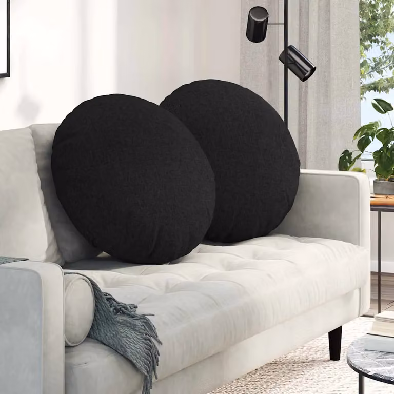 Set di 2 cuscini per seduta rotondi vidaXL in tessuto nero Ø60 x 21 cm