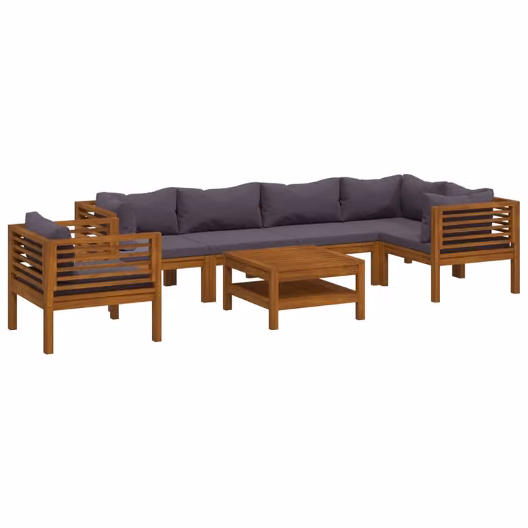 Set Divani da Giardino 7 pz con Cuscini in Massello di Acacia