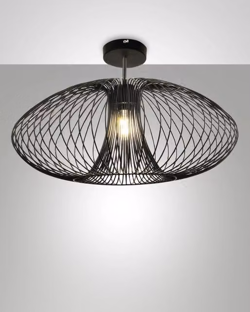 Plafoniera Fassa Ø60cm in metallo colore Nero, attacco E27 40W, design moderno ed elegante per illuminazione d'interni, IP20 - Fassa