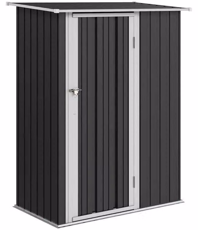 Capanno per attrezzi in metallo - Capanno da giardino - 1,07 m² - 142x86x189 cm - Impermeabile - Tetto a falde - Porta con serratura - Verde militare
