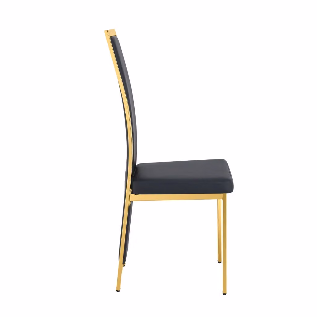 Set di 2 sedie da pranzo MINIMAL in ecopelle nera con gambe in metallo oro – 2