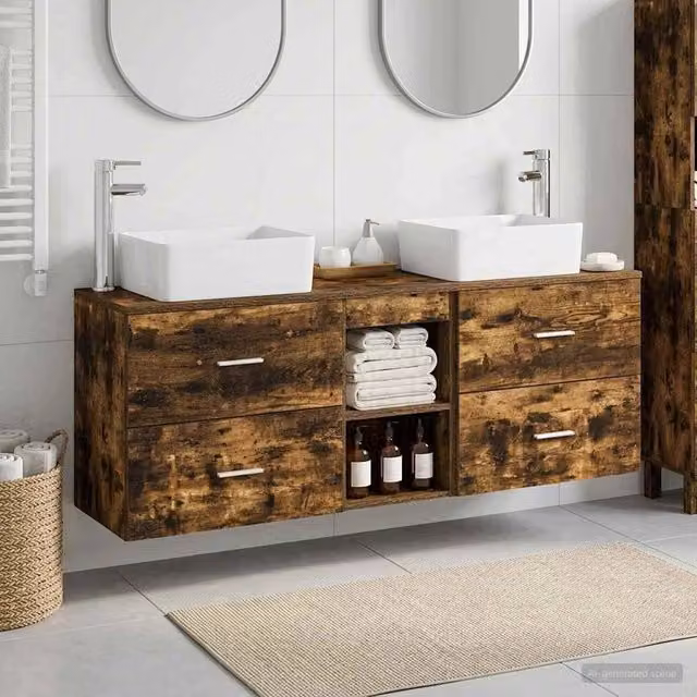 Set di Armadi da Bagno 3 pz Rovere Fumo 53 x 34,5 x 63 cm 3405855